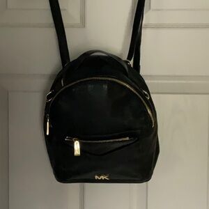 Michael Kors Black Sleek Backpack with Gold Hardware